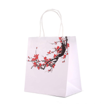 Cheap twisted handle personal logo shopping takeout wholesale white kraft paper bags